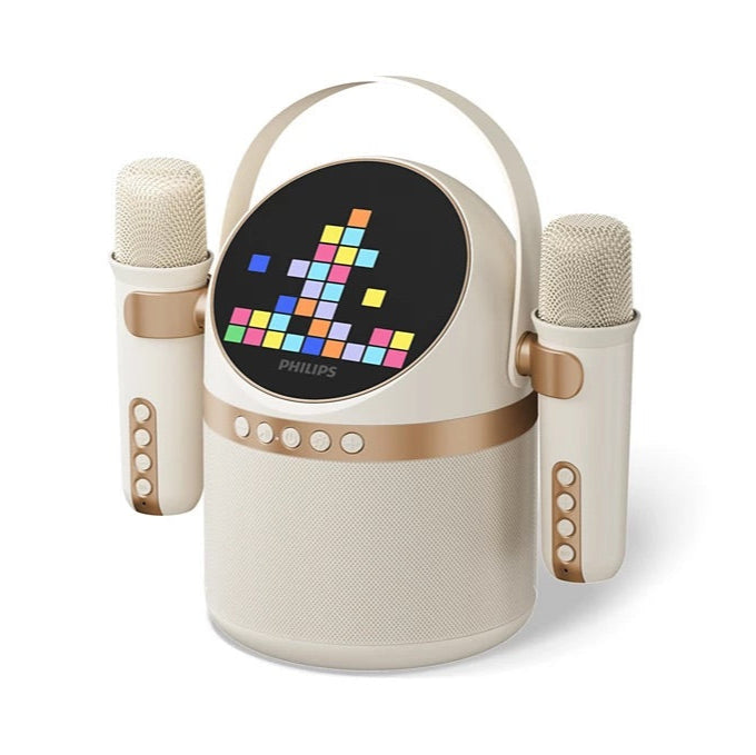 PHILIPS TAS2509WT Bluetooth Karaoke Speaker with Two Microphones – 15H Playtime, 6 Vocal Effects, RGB Lights